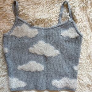 La Hearts Light Gray/Blue Knit Tank Size Small